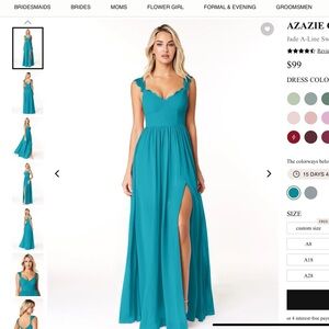 NWT Azazie “Cleobella” Bridesmaid Dress in JADE